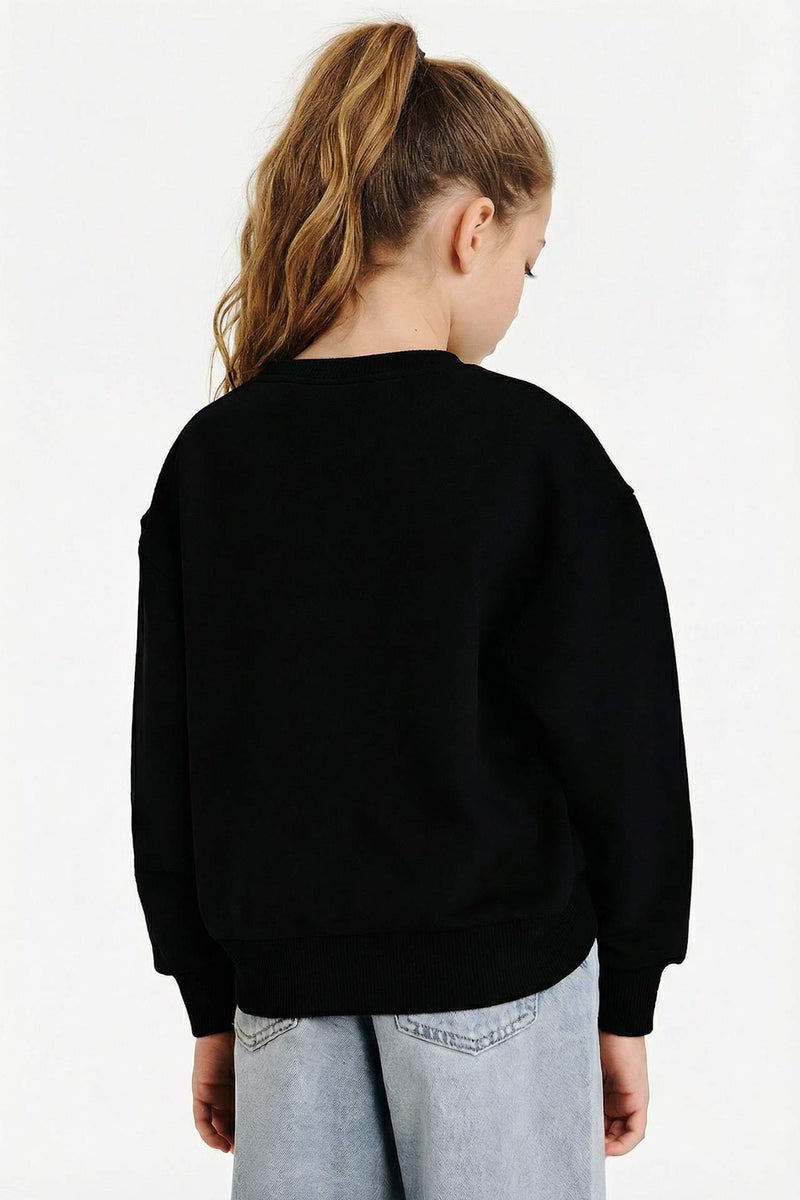 DeFacto Girl Oversize Fit Crew Neck Slogan Print Sweatshirt - Image 3