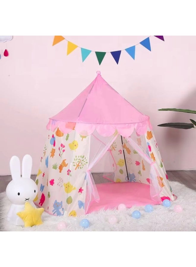 Foldable Kids Play Tent House – Indoor & Outdoor Princess Playhouse with Colorful Floral Design - Image 4
