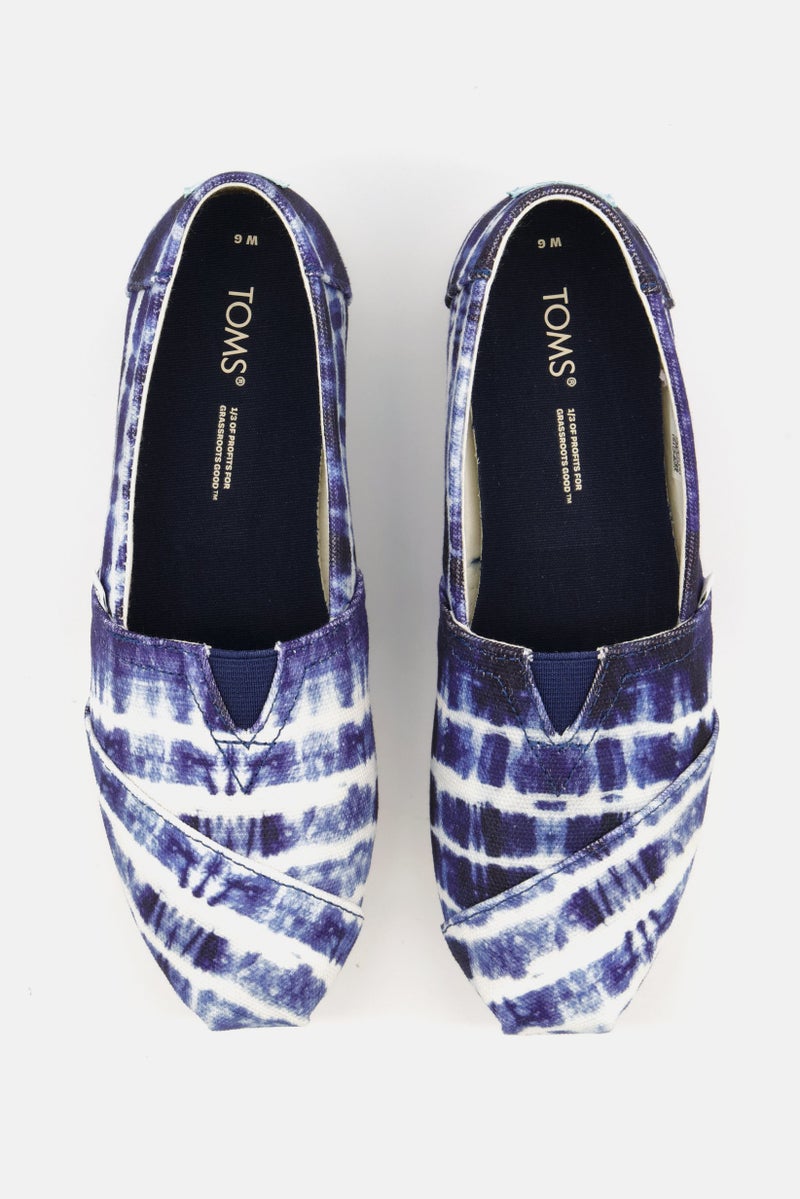 TOMS Women Alpargata Canvas Slip On Flats Shoes, Blue/White - Image 2