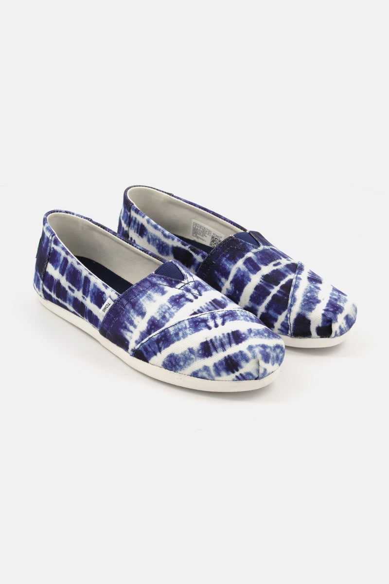 TOMS Women Alpargata Canvas Slip On Flats Shoes, Blue/White - Image 1