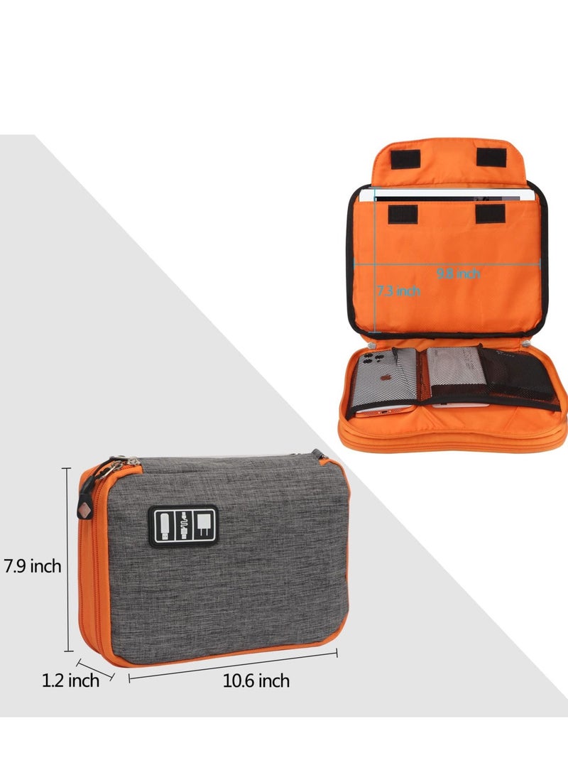 SYOSI Electronic Organizer Travel Cable Organizer Bag Pouch Electronic Accessories Carry Case Portable Waterproof Double Layers Storage Bag for Cable Cord Charger Phone Earphone Large Size Grey  - Image 5