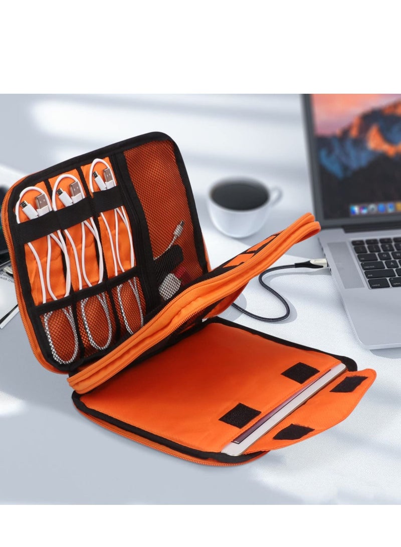 SYOSI Electronic Organizer Travel Cable Organizer Bag Pouch Electronic Accessories Carry Case Portable Waterproof Double Layers Storage Bag for Cable Cord Charger Phone Earphone Large Size Grey  - Image 2