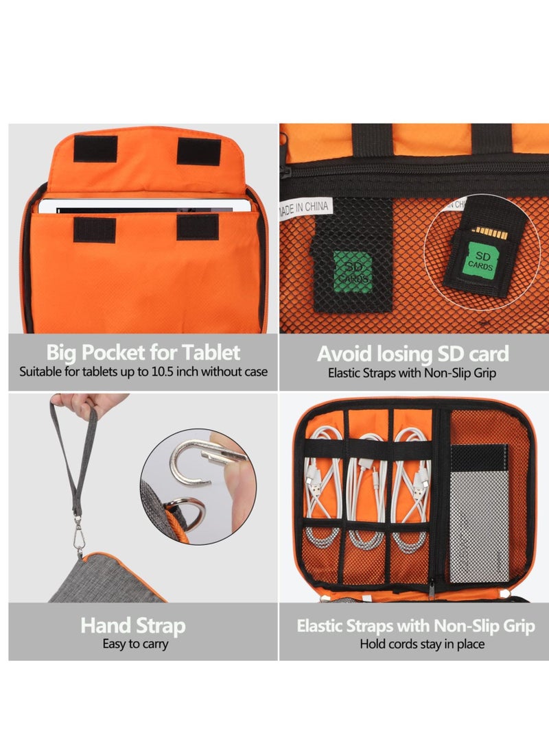 SYOSI Electronic Organizer Travel Cable Organizer Bag Pouch Electronic Accessories Carry Case Portable Waterproof Double Layers Storage Bag for Cable Cord Charger Phone Earphone Large Size Grey  - Image 3