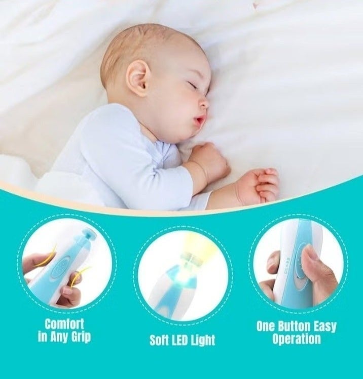 CIVORA Baby Nail Trimmer Electric - 6-in-1 Baby Nail Clippers & File Set with LED Light, Portable & Lightweight, Safe for Newborns, Toddlers, Kids, and Adults - Includes 6 Grinding & Polishing Heads - Image 3