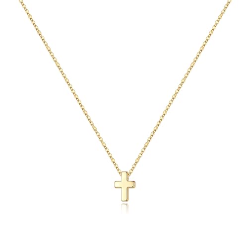 M MOOHAM Cross Necklace Jewelry for Women, Dainty 14k-Gold-Plated Tiny Small Bubble Cute Cross Pendant Necklaces for Womens, Religious Christian Gifts for Catholic Women - Image 1