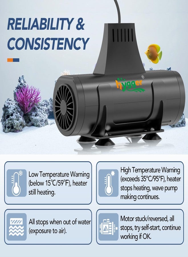 hygger 2 in 1 Aquarium Heater with Wave Maker,Submersible Fish Tank Water Circulation Pump Heater for Saltwater Freshwater,Digital Display Controller Abnormal Error Stop Protection (800W, 80~220Gal) - Image 4