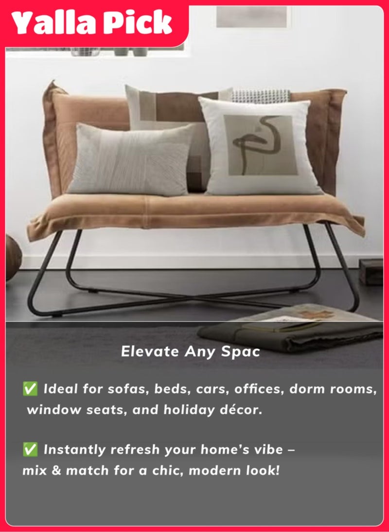 Yalla Pick 4 Pcs Abstract Pattern Pillow Covers, 45x45 cm Soft Cushion Cases with Hidden Zipper, Modern Decorative Throw Pillowcases for Sofa Couch Bedroom Office - Image 4