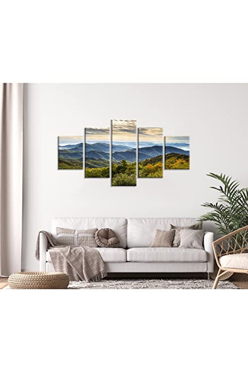 Artbrush Tower Blue Ridge Parkway Autumn Landscape Framed Posters for Wall, Canvas Art US National Park Carolina Mountains Sunrise Wall Decor Prints Pictures Painting Ready to Hang(60''Wx32''H) - Image 5