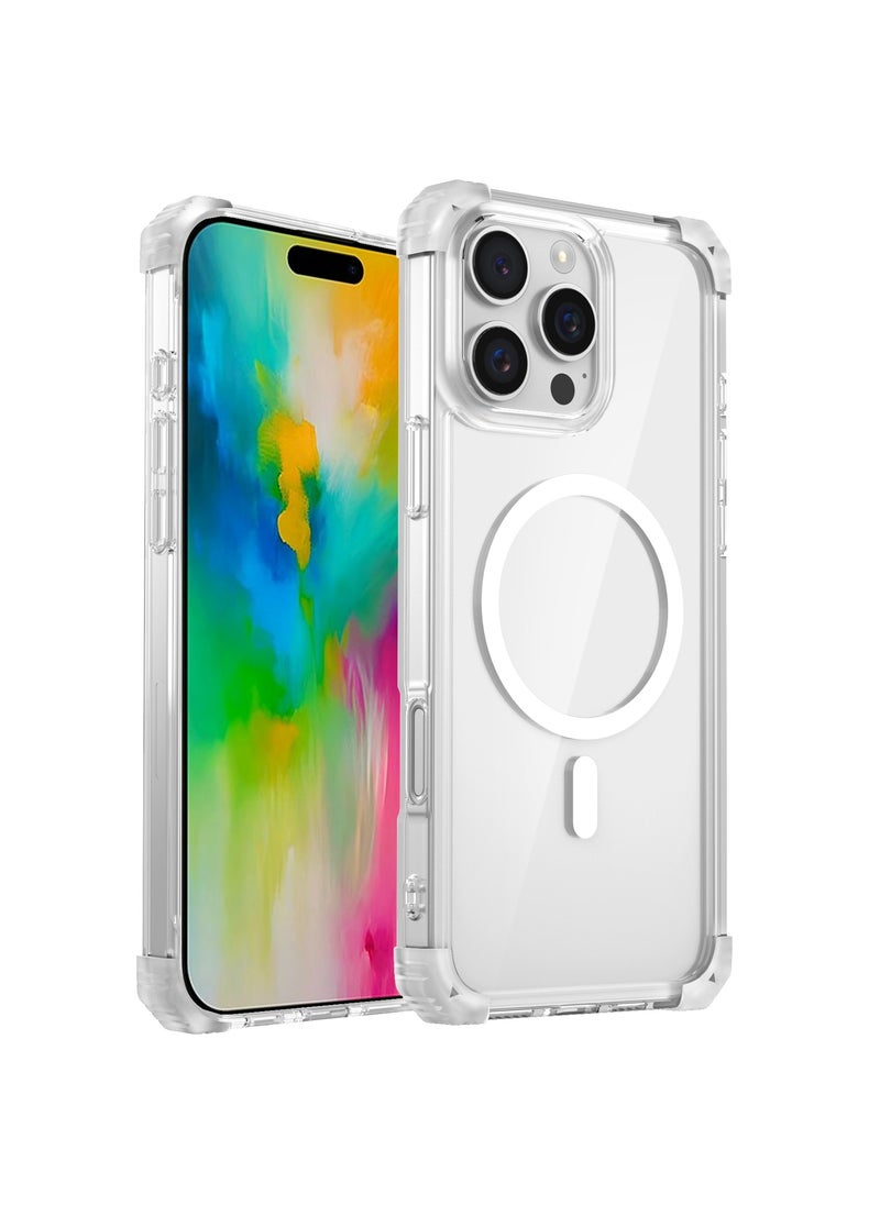 URBBKING - Magnetic Case for iPhone 16 Pro Max Compatible with MagSafe Wireless Charging, Shockproof Phone Bumper Cover, Anti-Scratch Back Clear - Image 1