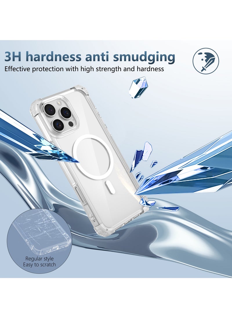 URBBKING - Magnetic Case for iPhone 16 Pro Max Compatible with MagSafe Wireless Charging, Shockproof Phone Bumper Cover, Anti-Scratch Back Clear - Image 1