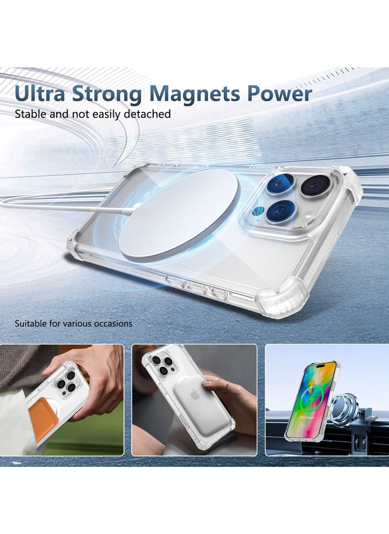 URBBKING - Magnetic Case for iPhone 16 Pro Max Compatible with MagSafe Wireless Charging, Shockproof Phone Bumper Cover, Anti-Scratch Back Clear - Image 1
