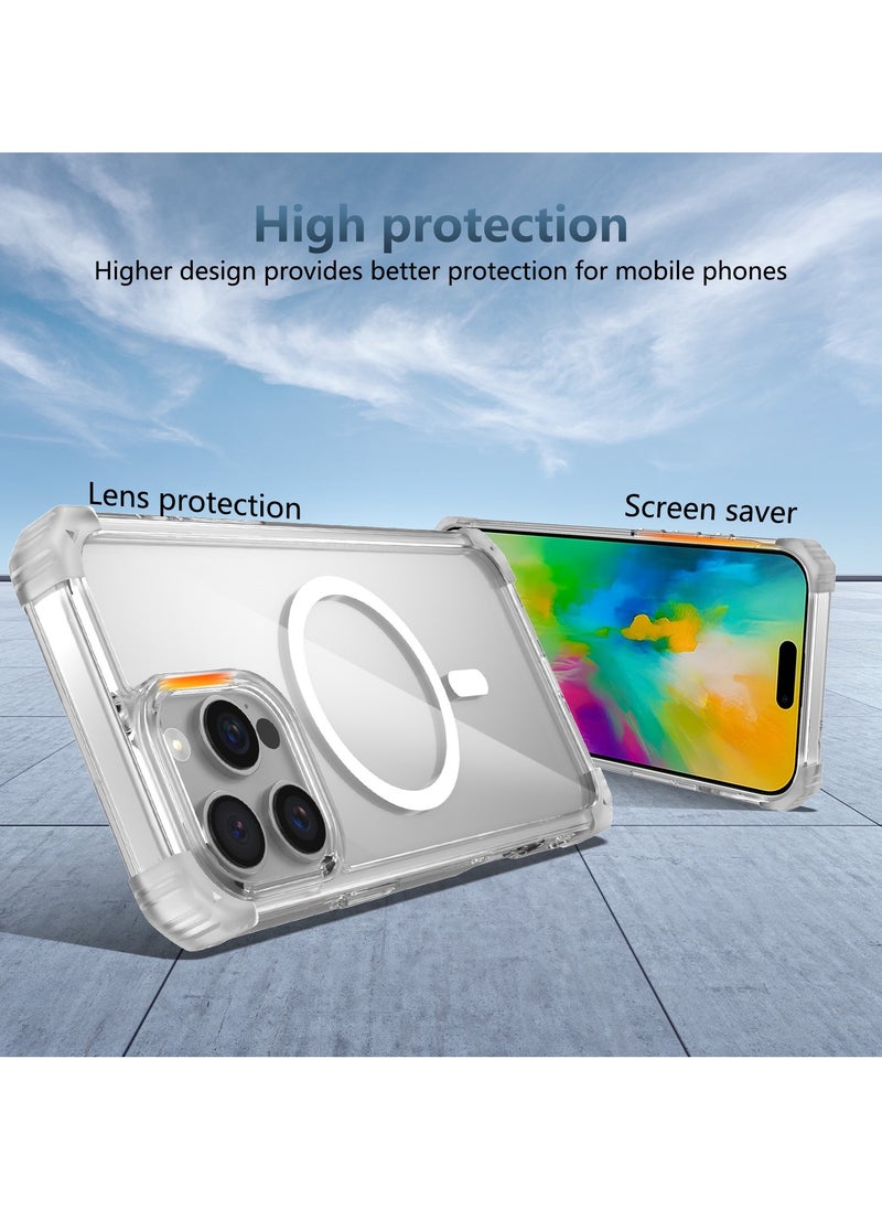 URBBKING - Magnetic Case for iPhone 16 Pro Max Compatible with MagSafe Wireless Charging, Shockproof Phone Bumper Cover, Anti-Scratch Back Clear - Image 1
