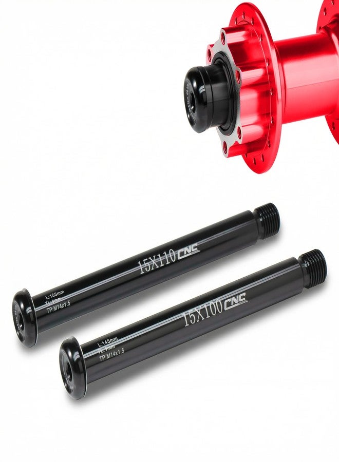 CNC Front Hub Thru Axle 15x100mm/110mm for Fox SC32 34 36 38 40 Fork,Mountain/Road Bike Front Wheel Fork Axle Quick Release Adapter M14(P1.5) 145mm/155mm Tube Shaft, Aluminium Alloy 15x110 - Image 1