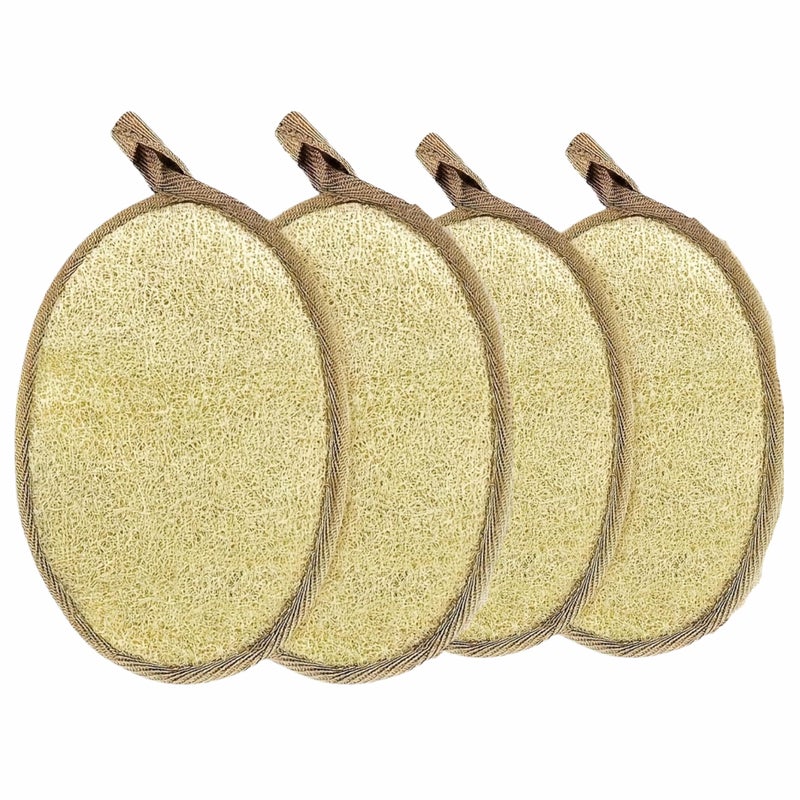 CareDone 4pcs Natural Exfoliating Loofah Pads, Body Scrubbers, Portable Luffa Sponges. - Image 1