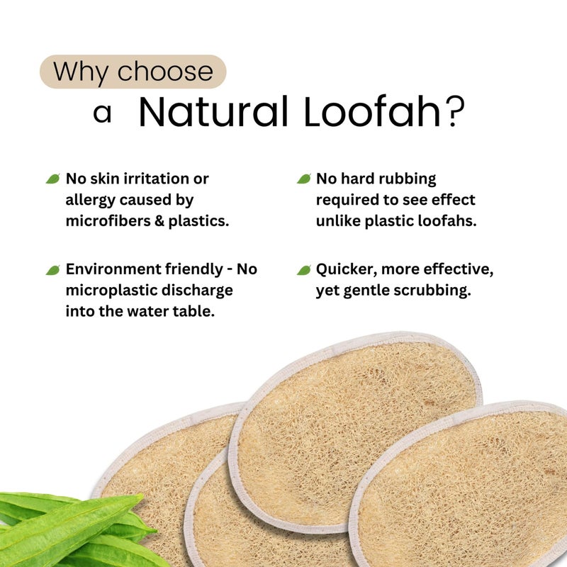 CareDone 4pcs Natural Exfoliating Loofah Pads, Body Scrubbers, Portable Luffa Sponges. - Image 4