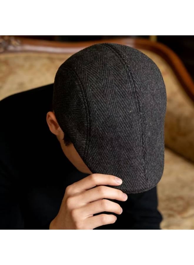 قبعة رجالية للصحف، قبعة شتوية، قبعة مسطحة لسائقي سيارات الأجرة، مقاس متوسط ​​(56-58 سم) - Image 5