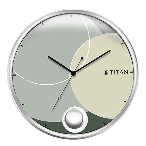 Titan Contemporary Round Pendulum Clock with a Metallic Finish and Silent Sweep - 35 cm x 35 cm (Medium) - Image 1