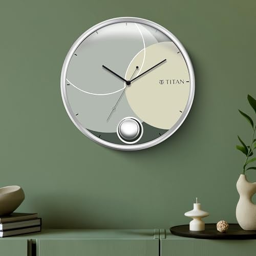 Titan Contemporary Round Pendulum Clock with a Metallic Finish and Silent Sweep - 35 cm x 35 cm (Medium) - Image 2