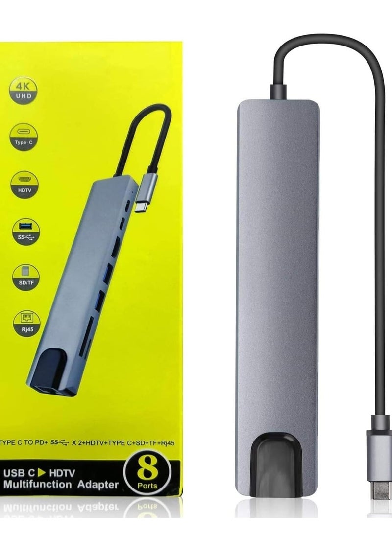 ELTRAZONE USB-C 8-in-1 Multiport Hub Adapter – 4K HDMI, Gigabit Ethernet, and PD Charging for Enhanced Connectivity - Image 2