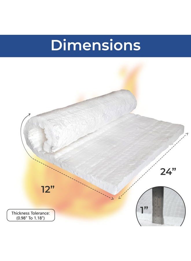 SIMOND STORE 2 Pcs Ceramic Fiber Insulation Blanket, 8# Density 2600F, 1" X 12" X 24", Fireproof Insulation for Pizza Oven, Forge, Foundry, Furnace, Wall, Fireplace & Dishwasher - Image 2