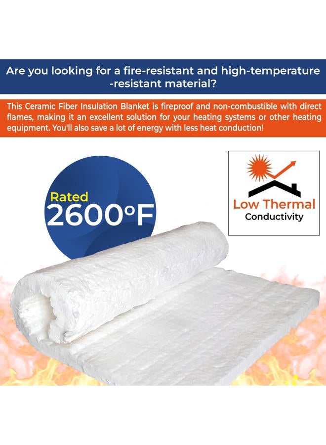 SIMOND STORE 2 Pcs Ceramic Fiber Insulation Blanket, 8# Density 2600F, 1" X 12" X 24", Fireproof Insulation for Pizza Oven, Forge, Foundry, Furnace, Wall, Fireplace & Dishwasher - Image 3