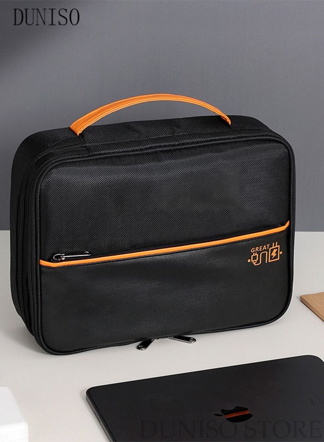 DUNISO Portable Digital Storage Bag Set Data Cable Storage Bag Waterproof and Wearproof Electronic Organizer Pouch Bag for Data Cable Headphone Power Bank U Disk - Image 2