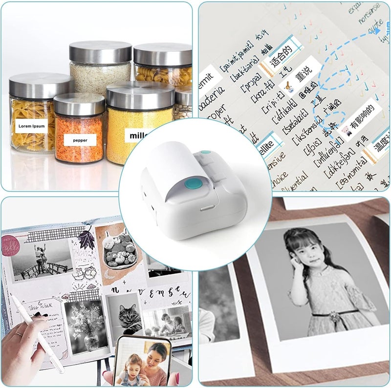 Luckam طابعة جيب ميني، طابعة حرارية بلوتوث لاسلكية لهواتف آيفون وأندرويد، طابعة ملصقات محمولة بدون حبر للصور والإيصالات والملاحظات وقوائم العمل - Image 4