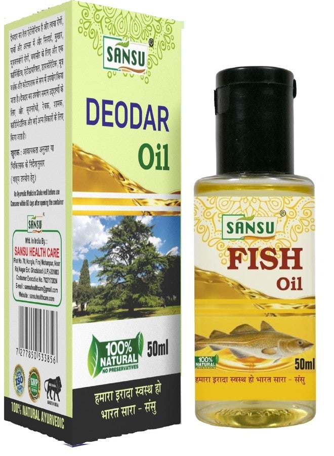 Sansu Devdar Oil Natural Cedarwood Oil 50ml with Fish oil 50ml (Pack of 2) - Image 1