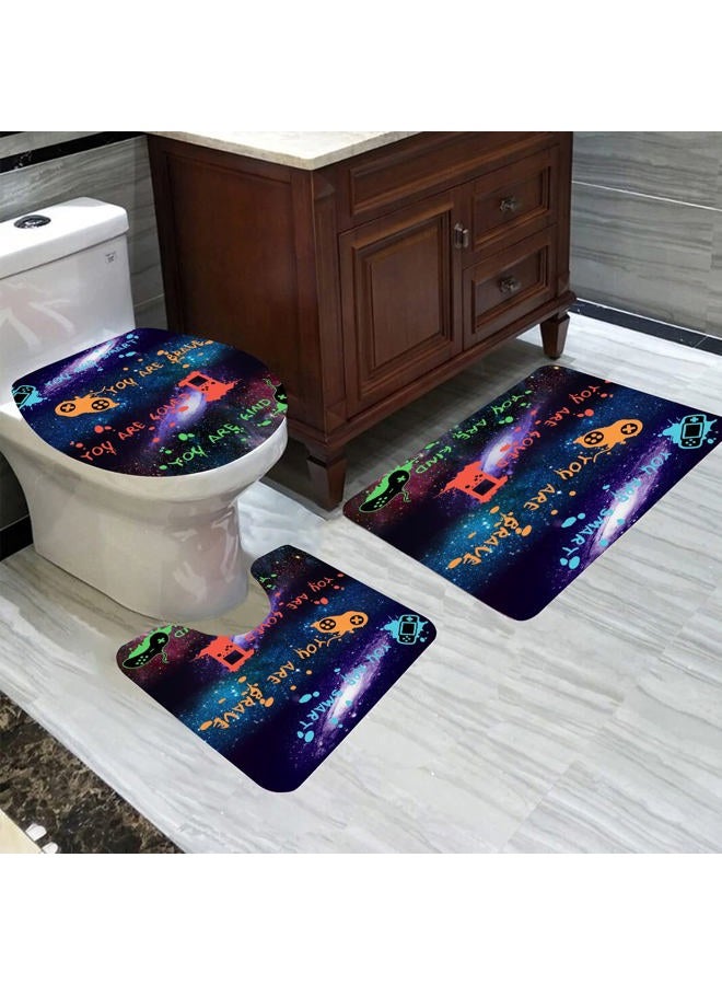 ALEXEX 4 PCS Gaming Shower Curtain Set,Gamer Gaming Bathroom Sets with Gamepad Bath Rugs Toilet Lid Cover,Starry Sky Blue Gaming Shower Curtain Home Decor Waterproof Washable with 12 Hooks，72x72 inch - Image 5