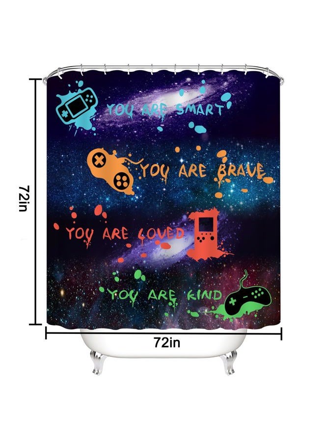 ALEXEX 4 PCS Gaming Shower Curtain Set,Gamer Gaming Bathroom Sets with Gamepad Bath Rugs Toilet Lid Cover,Starry Sky Blue Gaming Shower Curtain Home Decor Waterproof Washable with 12 Hooks，72x72 inch - Image 2