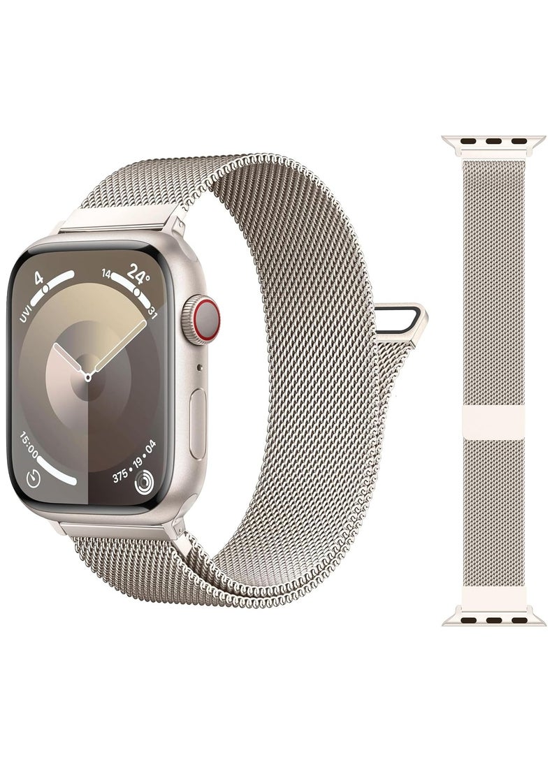 Stainless Steel  Loop Apple Watch Band 38mm/40mm/41mm, iWatch Magnetic Clasp Strap Replacement Band, Apple Watch Wrist Strap for iwatch Series Ultra SE Series 9/8/7/6/5/4/3/2/1(starlight) - Image 1