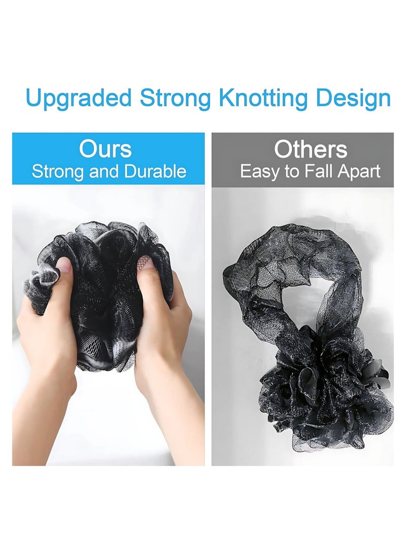 SOLARAE Exfoliating Shower Black Soft Touch Shower Premium Bath Loofah Set (2PCS) - Image 2