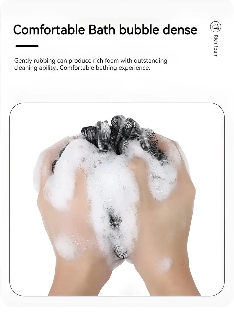 SOLARAE Exfoliating Shower Black Soft Touch Shower Premium Bath Loofah Set (2PCS) - Image 3