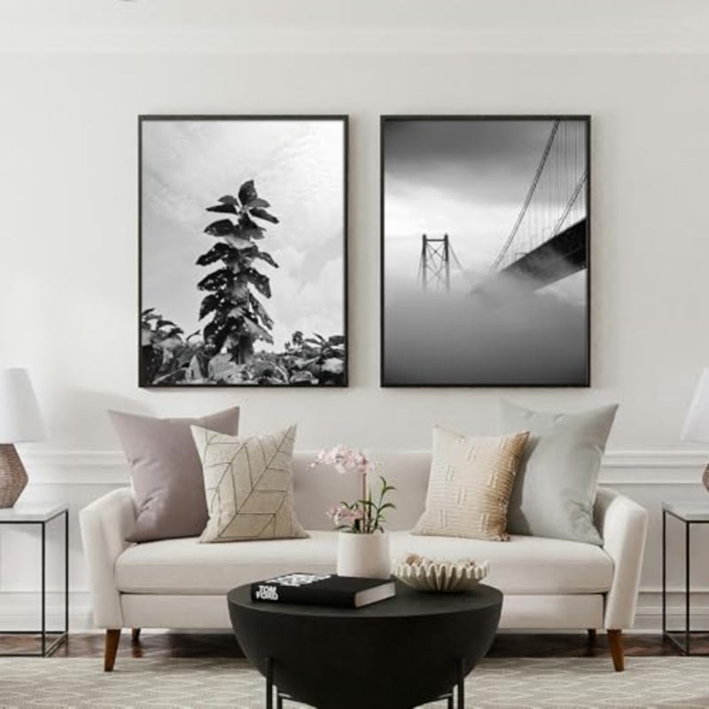 إطار صورة مقاس 50 × 70 سم، مجموعة من 3 قطع - إطار من خشب إم دي إف مقاس 70 × 50 سم مع زجاج أكريليك مقاوم للكسر، إطار ملصق للصور الكبيرة/الصور/الملصقات إطار خشبي لتزيين الحائط - Image 3