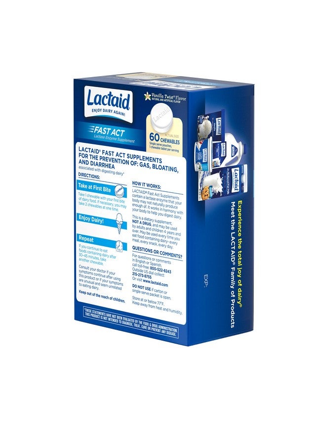 Lactaid LACTAID Fast Act Chewables Vanilla Twist 60 ea (Pack of 3) - Image 4
