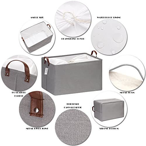 Hinwo 70L Extra Large Storage Bins, 4-Pack Closet Organizers and Storage, Foldable Clothes Storage Baskets with Handles, Containers for Clothing, Blanket, Comforters, Toys, Bedding (Gray) - Image 4
