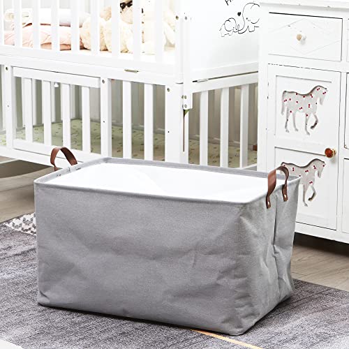 Hinwo 70L Extra Large Storage Bins, 4-Pack Closet Organizers and Storage, Foldable Clothes Storage Baskets with Handles, Containers for Clothing, Blanket, Comforters, Toys, Bedding (Gray) - Image 3