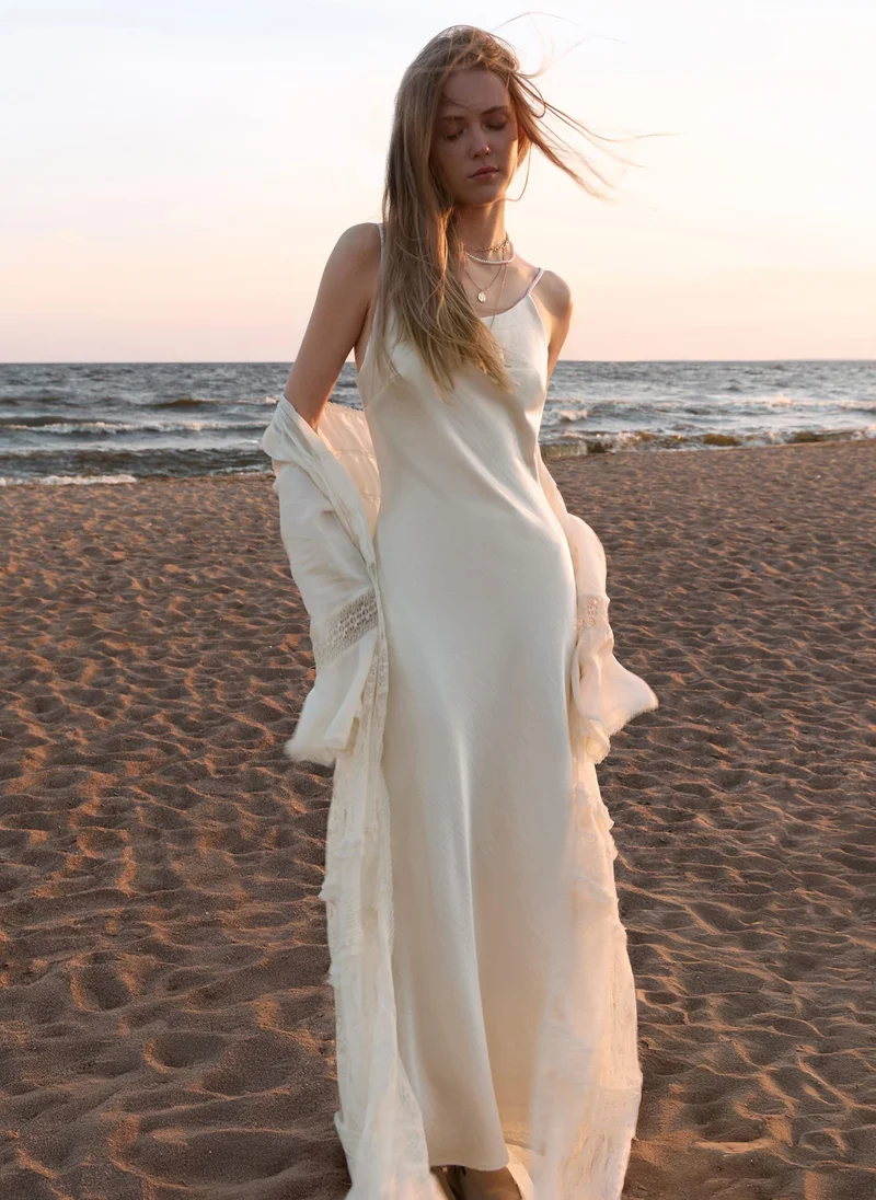 Lichi Maxi slip dress in crinkled-effect satin