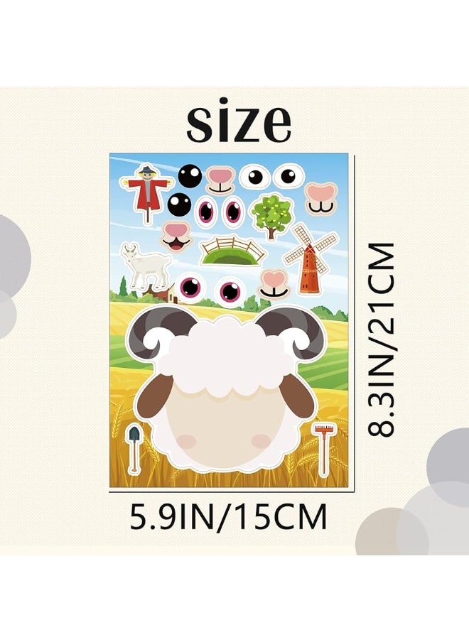 DaiUni 24 Sheets Farm Animal Make a Face Sticker Sheets for Kids Todders Activities, Make Your Own Stickers for Kids Birthday Party Favor Supplies Craft  - Image 1