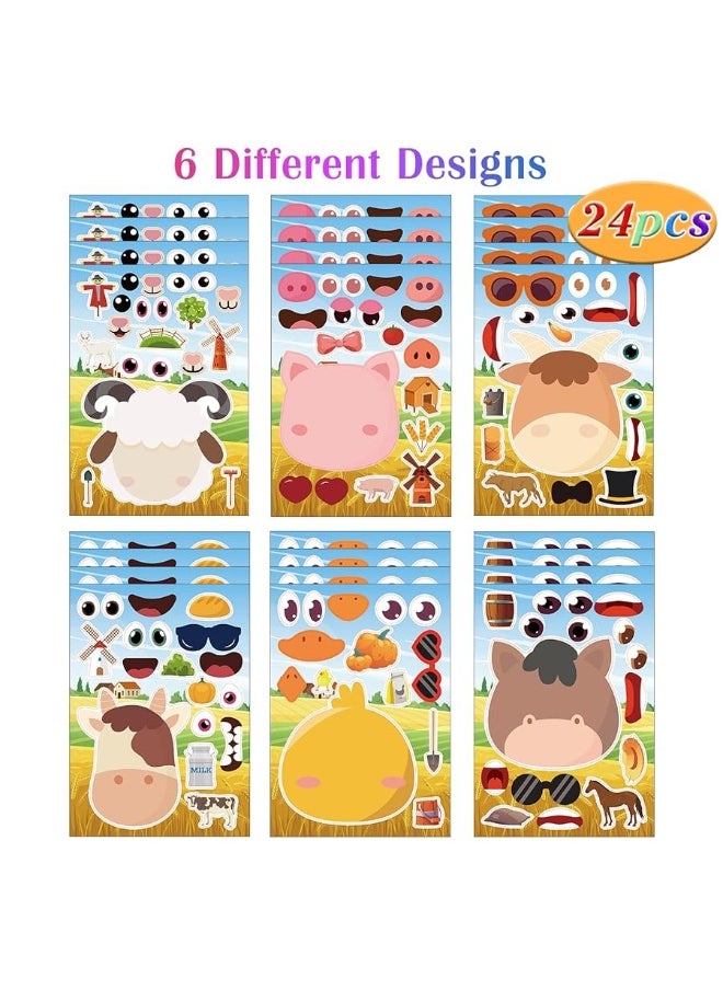 DaiUni 24 Sheets Farm Animal Make a Face Sticker Sheets for Kids Todders Activities, Make Your Own Stickers for Kids Birthday Party Favor Supplies Craft  - Image 4