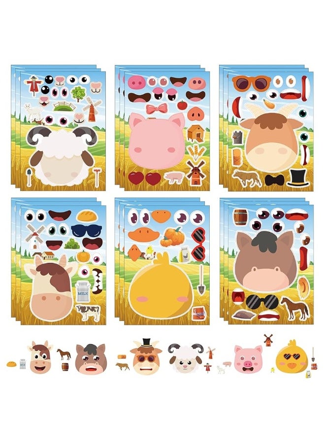 DaiUni 24 Sheets Farm Animal Make a Face Sticker Sheets for Kids Todders Activities, Make Your Own Stickers for Kids Birthday Party Favor Supplies Craft  - Image 2