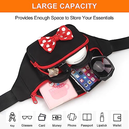 Voikukka Cute Fanny Pack for Women Kids Crossbody Bag Travel Belt Bags Little Girls Fanny Toy Cartoon Mouse World Accessories Outfit Waist Pack Kid Outdoor Trip Essentials for Park Adults Fanny Pack - Image 3