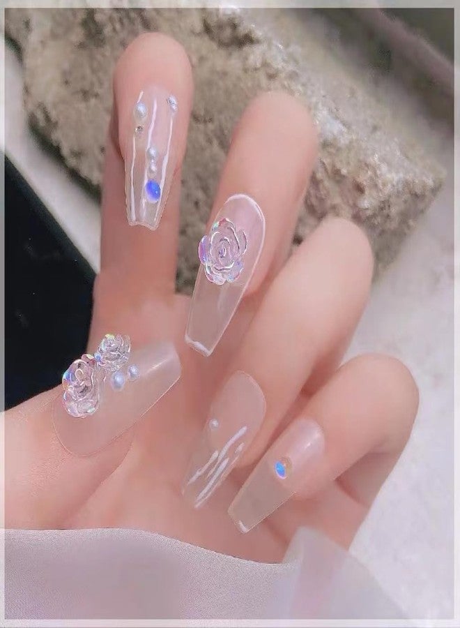 Dedyel 200PCS 3D Resin White Rose Flower Nail Art Charms 3D Flower Nail Art Accessories Exquisite Luxury Rose Nail Jewelry Sequins Decoration in 2 Styles for Nail Art Decoration or Jewelry Making（2 Colors） - Image 4