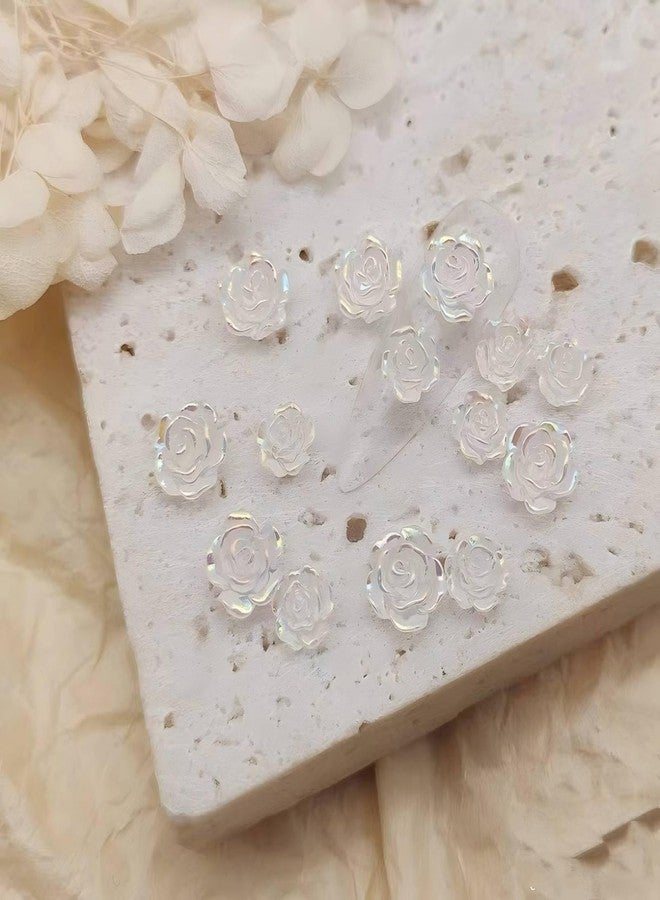 Dedyel 200PCS 3D Resin White Rose Flower Nail Art Charms 3D Flower Nail Art Accessories Exquisite Luxury Rose Nail Jewelry Sequins Decoration in 2 Styles for Nail Art Decoration or Jewelry Making（2 Colors） - Image 5