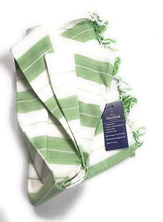 SHISHIR Bhagalpuri Silky Soft Green Plain Design Breathable Cotton Chadar - Size-220X135| TC - 200 - Image 2