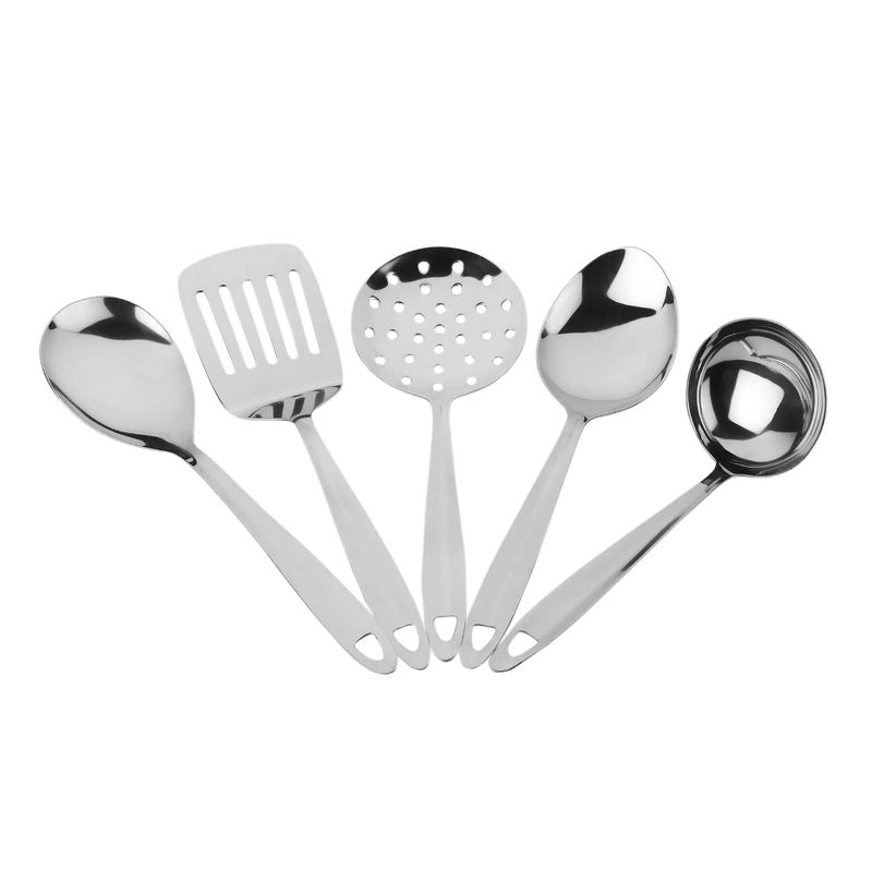 Neptune NEPTUNE Stainless Steel Serving Tools for Kitchen | Serving Spoons Set for Dining with 5 Different pcs |Big Spoon | Skimmer | Ladle | Flex Turner | Rice Spoon | Silver Finish  - Image 1