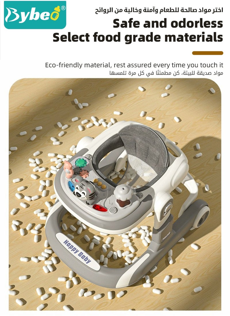 Bybeo - 3 In 1 Baby Walker for Kids, Multifunctional Round Kids Walker with Parent Push Handle, Baby Push Walker with Adjustable Height and Removable Dinner Plate for Infants Boys Girls 6 to 18 Months - Image 1