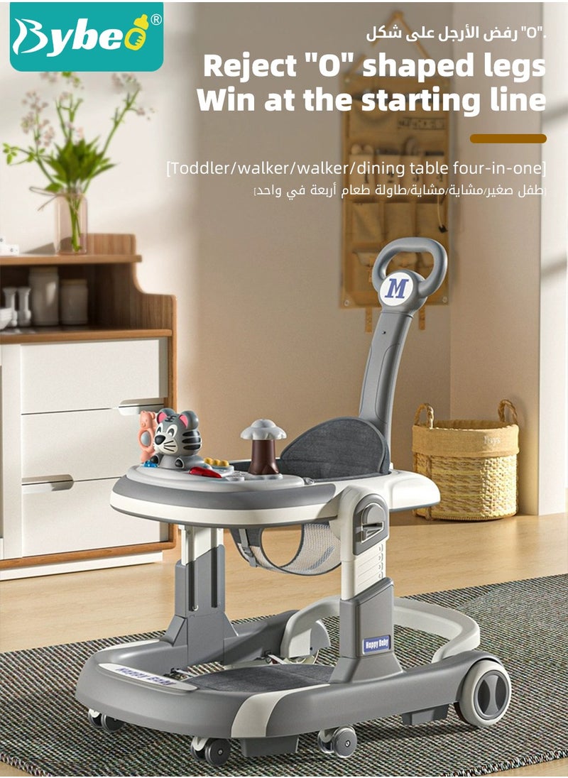 Bybeo - 3 In 1 Baby Walker for Kids, Multifunctional Round Kids Walker with Parent Push Handle, Baby Push Walker with Adjustable Height and Removable Dinner Plate for Infants Boys Girls 6 to 18 Months - Image 1