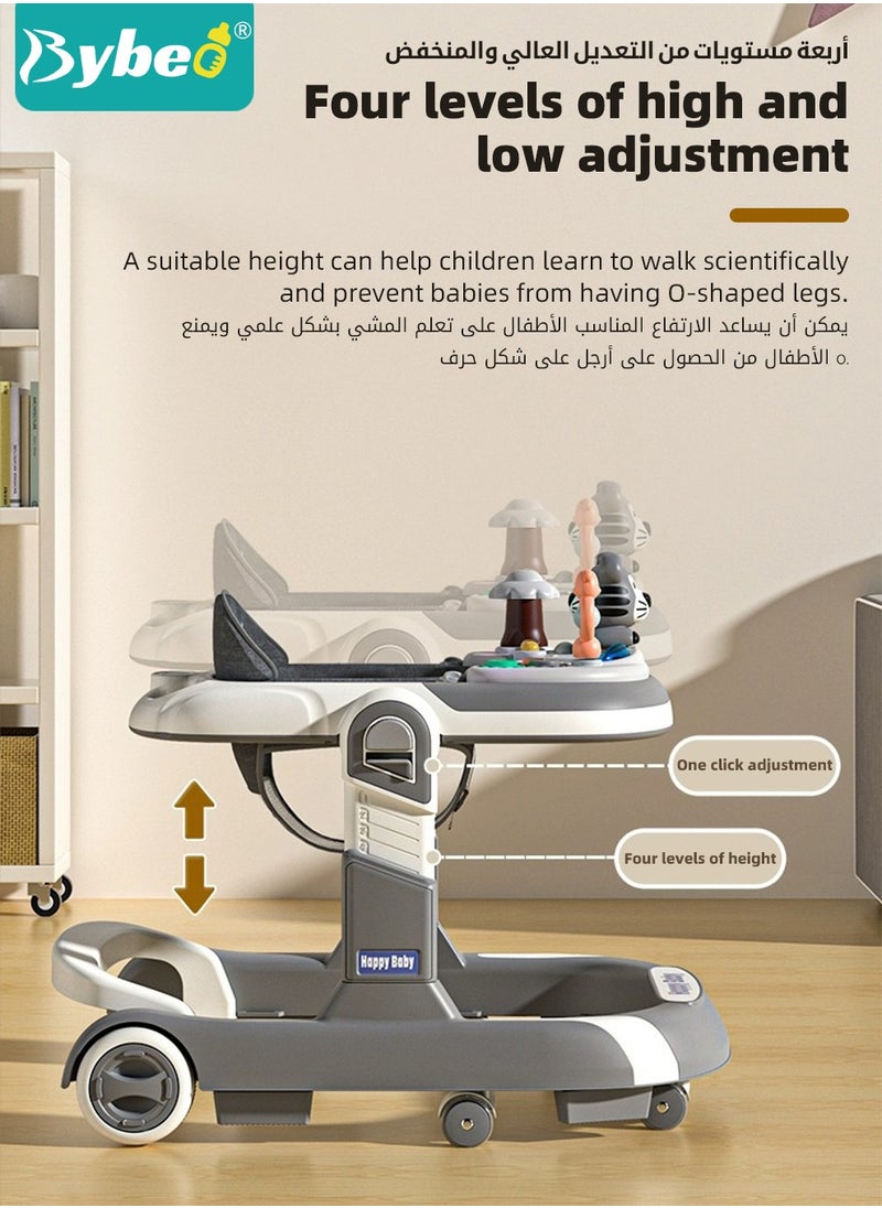Bybeo - 3 In 1 Baby Walker for Kids, Multifunctional Round Kids Walker with Parent Push Handle, Baby Push Walker with Adjustable Height and Removable Dinner Plate for Infants Boys Girls 6 to 18 Months - Image 1