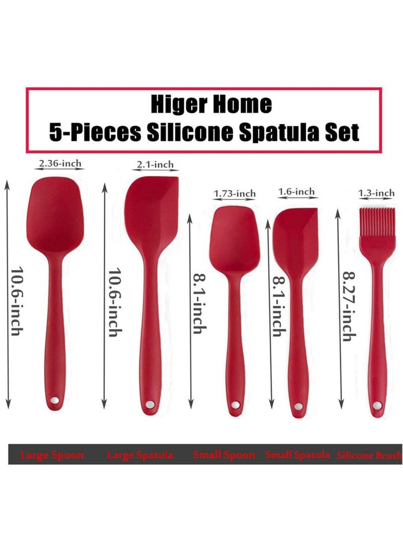 Silicone Spatula Set of 5 Heat Resistant Professional for Nonstick Cookware Seamless and BPA Free